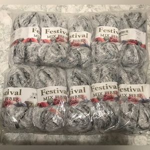 Festival Mix Fiber Eyelash Sparkling Yarn - Lot of 10 - Shades Of Gray